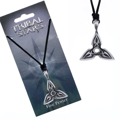 Náhrdelník - šnúrka, kovový prívesok, trojcípa hviezda, ornament