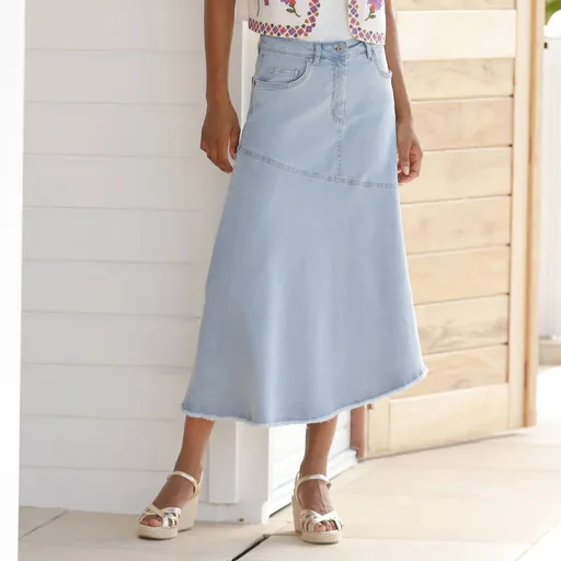 Rozšířená džínsová midi sukňa