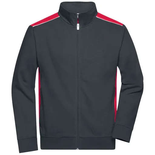 James & Nicholson (Daiber) Pánska mikina bez kapucne JN870 - Tmavošedá / červená | 5XL