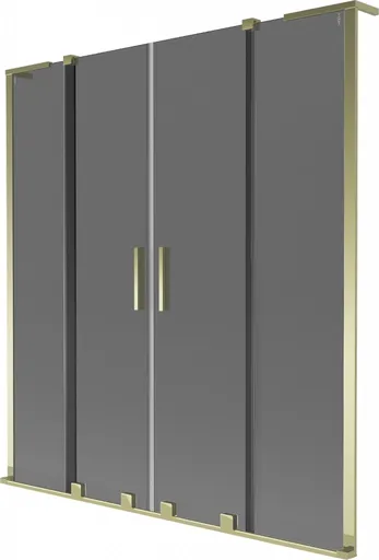 MEXEN/S - Velar L Duo dvojkrídlová posuvná vaňová zástena 160 x 150, grafit, zlatá 896-160-003-42-50