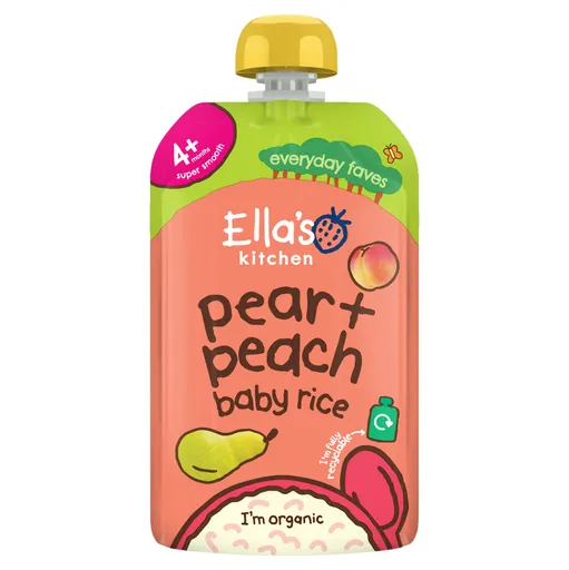 ELLA'S KITCHEN Detská ryža, hruška a broskyne BIO 120 g