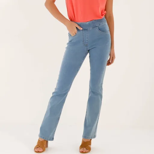 Strečové bootcut džegíny pre vyššiu postavu