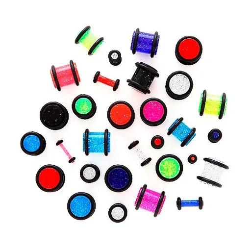 Piercing do ucha - neónový trblietavý plug - Hrúbka: 10 mm, Farba: Ružová