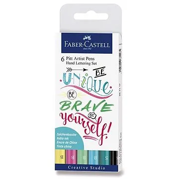 Popisovače Faber-Castell Pitt Artist Pen Hand Lettering, 6 farieb (4005402671168)