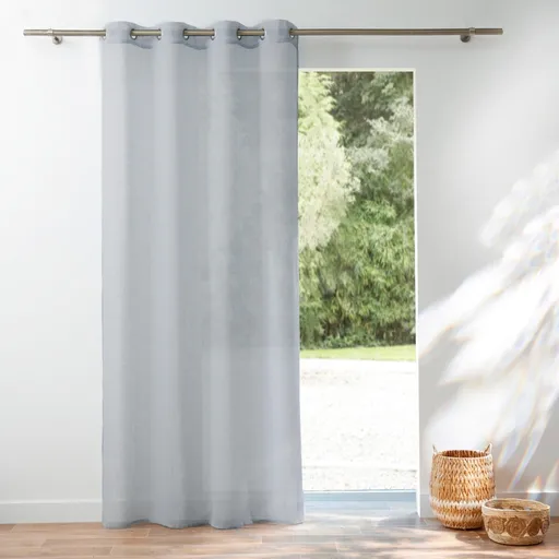 Jednofarebná voálová záclona s efektom ľanu