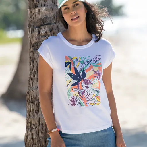 Tričko s potlačou a  ozdobnými gombíkmi