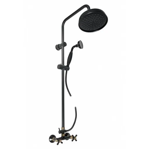 RAV SLEZÁK Morava Retro sprchový systém s držiakom sprchy a sprchovou hadicou čierna matná/stará mosadz mk181.5/7cmatsm MK181.57CMATSM
