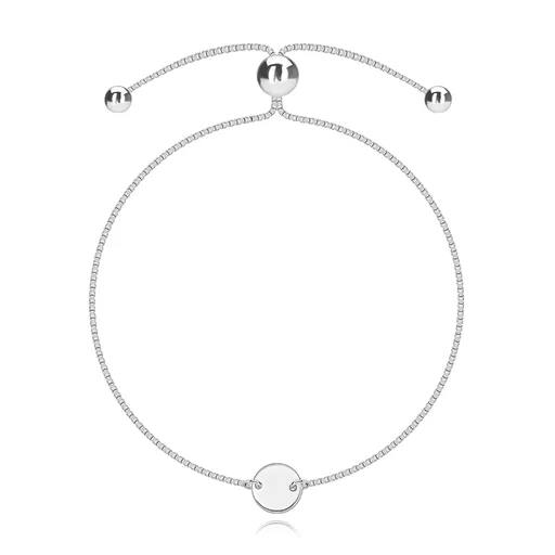 Náramok zo striebra 925 - plochý kruh, retiazka s hranatými očkami