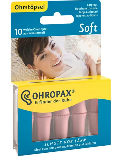 Ohropax SOFT Ušné vložky v plastovom obale 10 ks