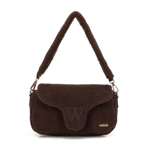 Damska listonoszka z futerkiem ciemny brązowy 99-4Y-217-4