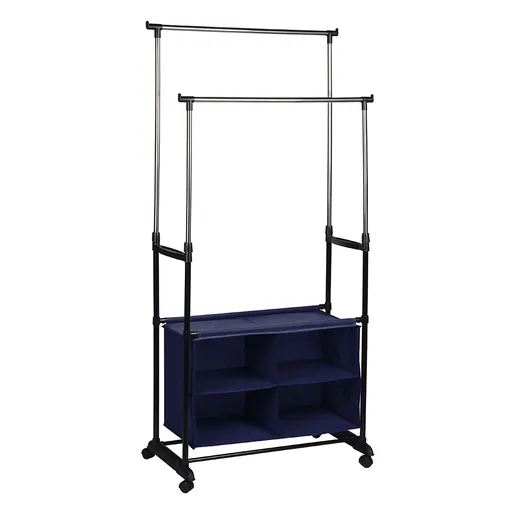 Dvojradový vešiak na kabáty s boxom SANDOR, čierny