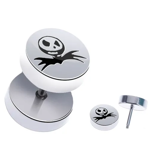 Fake piercing z ocele - halloweensky motív, lebka