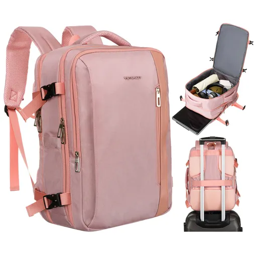 Ruksak s miestom na notebook z cordury v ružovej farbe na nastaviteľných popruhoch