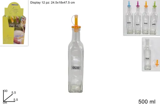 MAKRO - Fľaša na olej/ocot 500ml rôzne farby a popisy