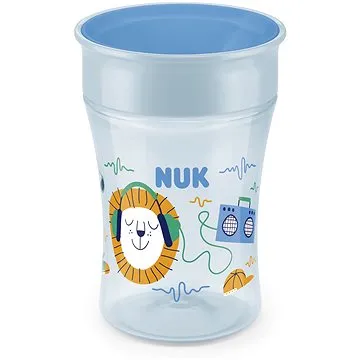 NUK hrnček Magic Cup s viečkom 230 ml – modrý, mix motívov (BABY8583a)