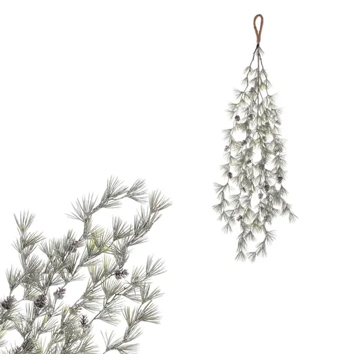 Umelá previsnutá vetva Smrekovca so šiškami, 100 cm, srienistá