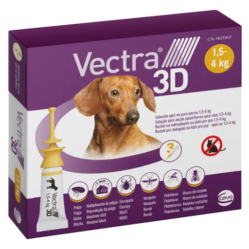 VECTRA 3D Spot-On XS pre psov 1,5-4 kg  0,8 ml 3 pipety