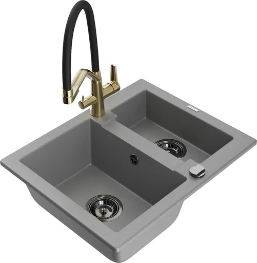 MEXEN/S MEXEN/S - Carlos granitový drez 1.5 vrátane batérie Duo, šedá 6518-71-671701-57-B