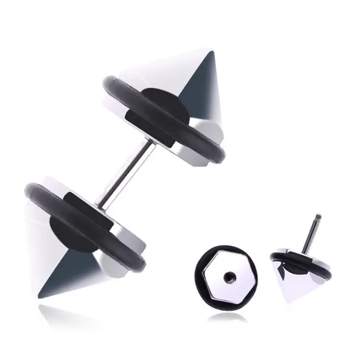 Fake piercing do ucha z ocele - lesklý zrezaný špic