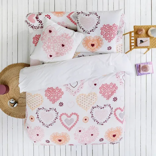 Posteľná bavlnená bielizeň Candice s potlačou sŕdc