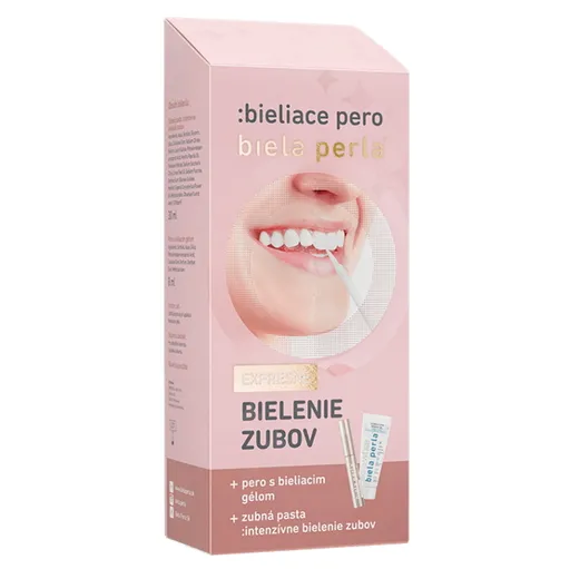 BIELA PERLA Domáce bielenie zubov bieliace pero 8 ml + zubná pasta 30 ml