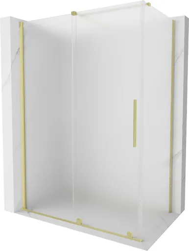 MEXEN/S - Velár sprchovací kút, posuvné dvere 130 x 75, dekor, zlato kartáčovaná 871-130-075-31-55