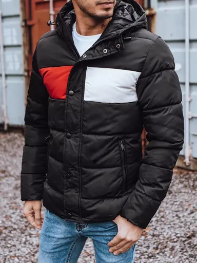 Moderná pánska bunda v čiernom prevedení