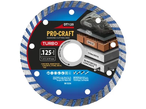 Diamantový rezný kotúč 125 mm PROCRAFT DT125 Turbo