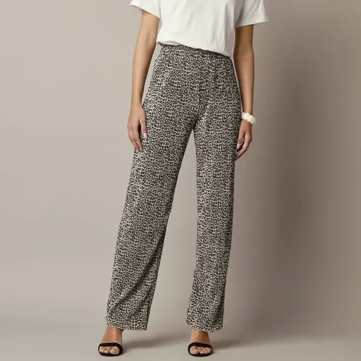 Nohavice z lesklého plisovaného úpletu s potlačou