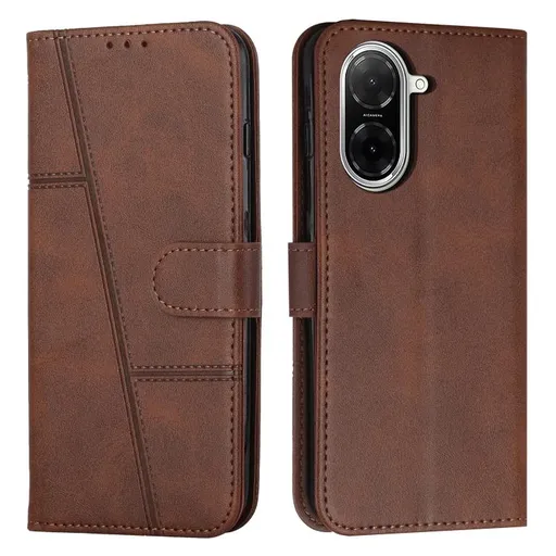 STITCHED Peňaženkový kryt pre Xiaomi Redmi A5 tmavohnedý