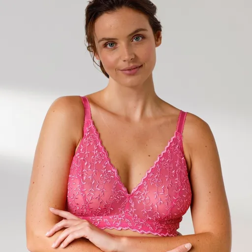 Trojuholníková  podprsenka Batlow z vyšívaného tylu, bez kostíc