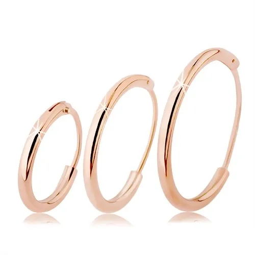Strieborné náušnice 925, tenké kruhy medenej farby, rôzne veľkosti - Priemer: 10 mm