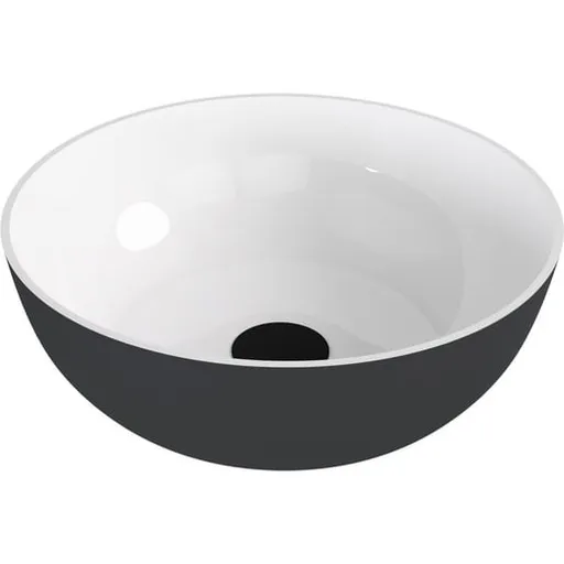 Polysan Banera umývadlo na dosku 39x39 cm bílá/antracit mat bez prepadu 14337.52