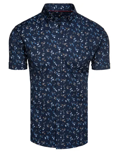 Pánska košeľa s krátkym rukávom tmavomodrá Dstreet KX1042