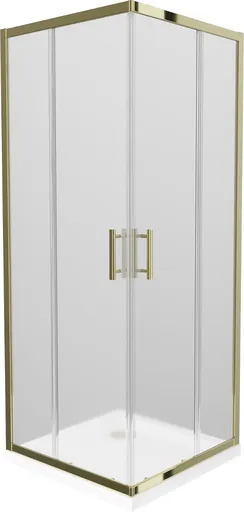 MEXEN/S - Rio sprchovací kút štvorec 70x70, dekor, zlatá + biela vanička so sifónom 860-070-070-50-30-4010G
