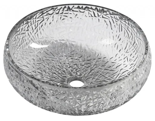 SAPHO - GAVIOTA gravírované sklenené umývadlo na dosku primer 42cm, čierna TY306