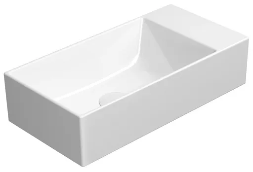GSI - KUBE X keramické umývadlo 50x25cm, bez otvoru, pravé/ľavé, biela ExtraGlaze 9486011