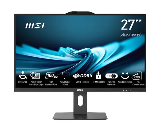 MSI PC AiO PRO AP272P 14M-886XEU, i7-14700, 27" FHD, Anti-Glare, bez dotyku, 16GB, 1TB SSD, N/A, bez OS, Black