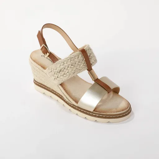 Sandále z 2 materiálov, na podpätku