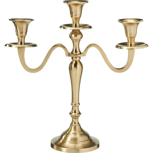 Kovový svietnik 3-ramenný 29x10x30 cm, farba zlatá, dekor 1