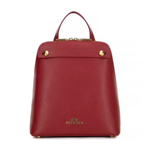 Dámsky trapezový batoh z kože červený 100-4E-600-3