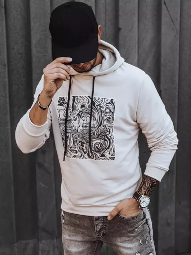 Biela pánska trendy mikina