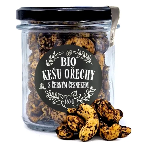 NATU Kešu orechy s čiernym cesnakom BIO 160 g
