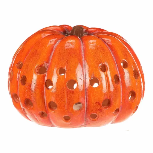 Veľká jesenná LED dekorácia Tekvica s otvormi, 33 x 33 x 21 cm, magnézium