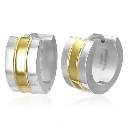 Náušnice z chirurgickej ocele - krúžky dvoch farieb - strieborná a zlatá