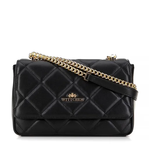 Damska torebka crossbody skórzana w romby czarna 99-4E-603-1