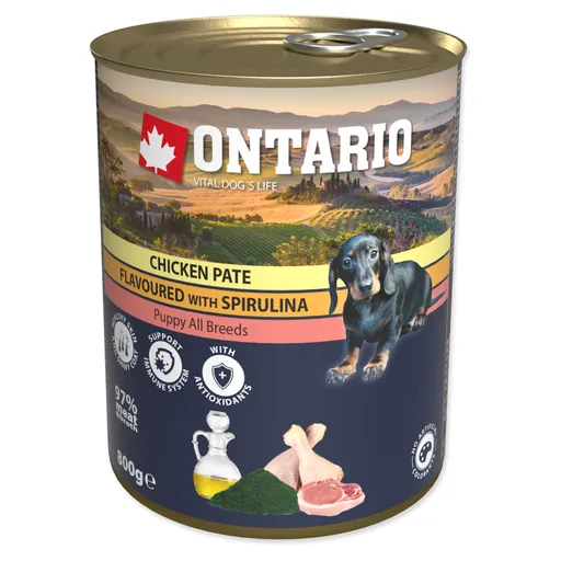 ONTARIO Konzerva Puppy kuracie päté so spirulinou 800 g