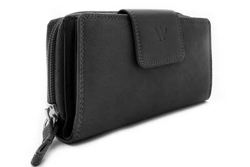 Čierna dámska kožená peňaženka so zápinkou 511-0684-60