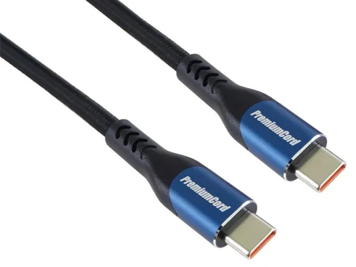 PremiumCord USB-C kábel (USB 3.2 GEN 2x2, 5A, 100W, 20Gbit/s) 2m, bavlnený oplet