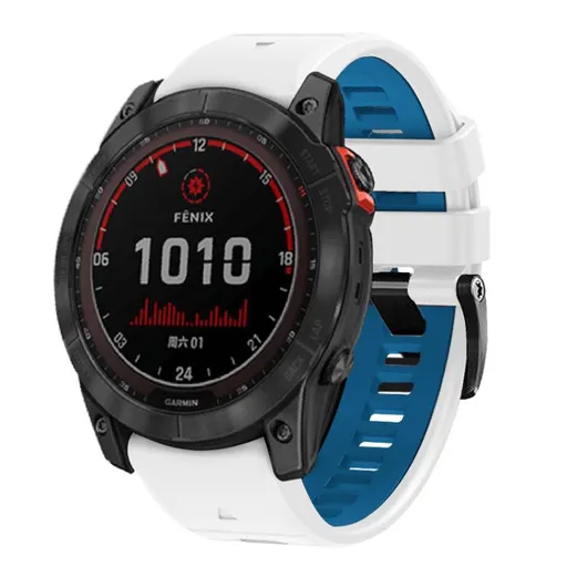 SPORTY QUICK FIT Vymeniteľný silikónový remienok Garmin - šírka 22mm WHITE-BLUE